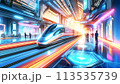 電車の光跡と交差する車の風景　リニアモーターカー 113535739