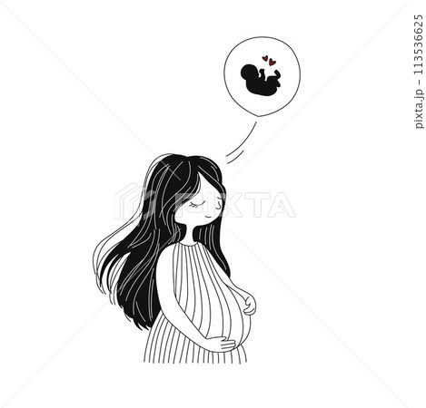 Pregnant women with baby cute hand drawn vector. Motherhood, maternity, babies and pregnant women vector illustrations Pregnant women with baby cute hand drawn vector. Motherhood, maternity, babies and pregnant women vector illustrations 113536625