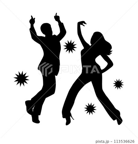 Couple dancing together, happy young couple dancing silhouette vector, people dance Couple dancing together, happy young couple dancing silhouette vector, people dance 113536626