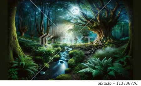 幻想的な美しい森のイメージのイラスト素材 [113536776] - PIXTA