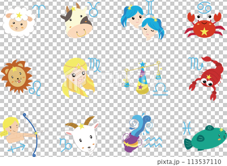 12星座のかわいいイラストアイコン 12星座のかわいいイラストアイコン 113537110