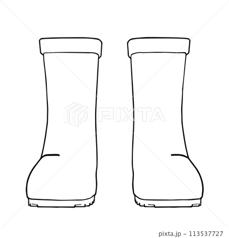 正面の長靴白黒線画イラスト 113537727