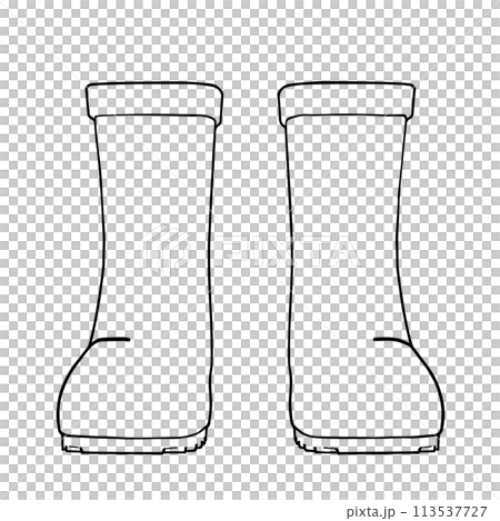 正面の長靴白黒線画イラスト 113537727