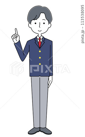 ハンドサイン 男子生徒のイラスト(ブレザー) ハンドサイン 男子生徒のイラスト(ブレザー) 113538095