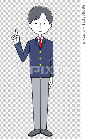 ハンドサイン 男子生徒のイラスト(ブレザー) ハンドサイン 男子生徒のイラスト(ブレザー) 113538095