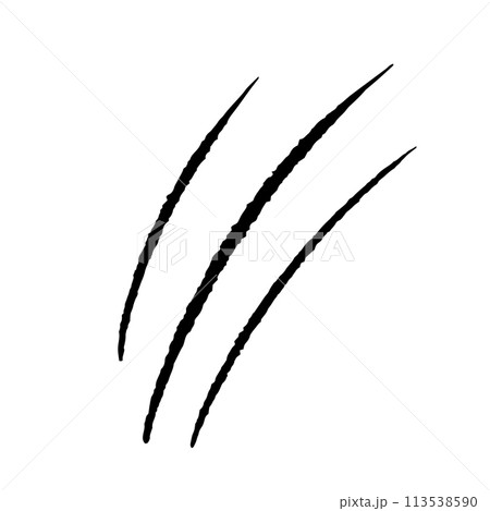 Clows scratches silhouette marks, cat or wild animal scrape track scratches paw shape isolated on white background. Nails trace texture with torn edge. 113538590