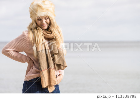 Fashionable woman on beach Fashionable woman on beach 113538798