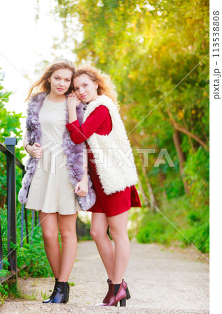 Two fashionable women outdoor 113538808