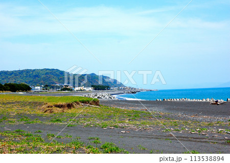 久能山と海岸の風景 113538894