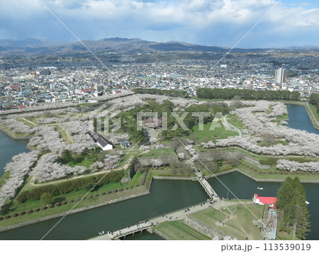 桜が美しい春の函館五稜郭(五稜郭タワー展望2階からの眺め) 桜が美しい春の函館五稜郭(五稜郭タワー展望2階からの眺め) 113539019