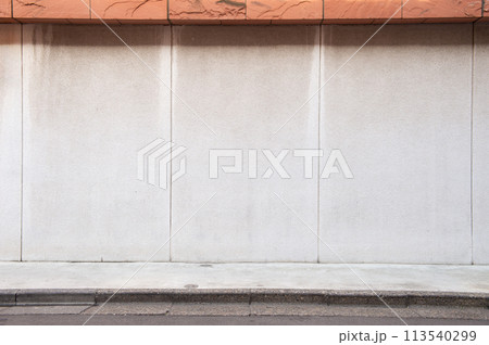street wall background ,Industrial background, empty grunge urban street with warehouse brick wall 113540299