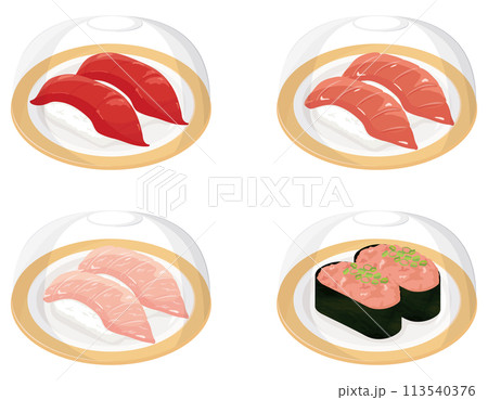 回転寿司　カバー付き　マグロ　中トロ　大トロ　ネギトロ 113540376