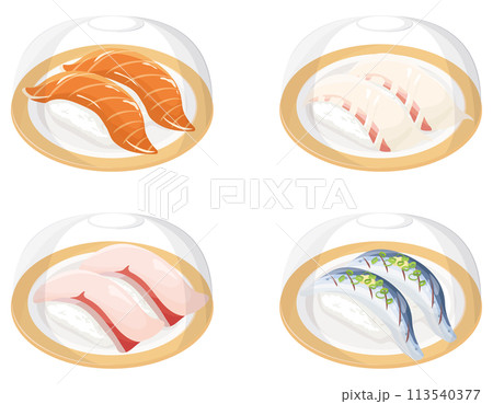 回転寿司　カバー付き　サーモン　鯛　ハマチ　光物 113540377