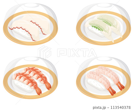 回転寿司　カバー付き　タコ　イカ　エビ　甘エビ 113540378