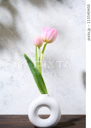 花瓶に生けたチューリップ 113540408