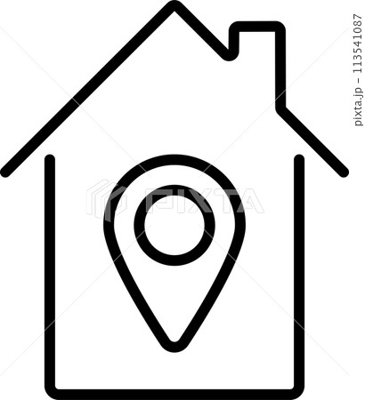 住所を表す家とマップピンのアイコン 113541087