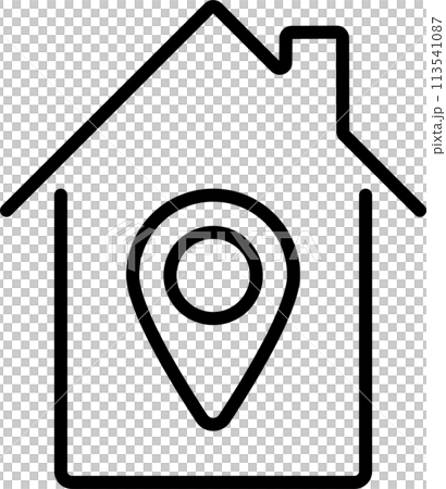 住所を表す家とマップピンのアイコン 113541087