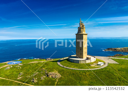 View of the Tower of Hercules, A Coruna, Galicia, Spain 113542532