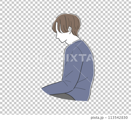 Illustration material of a man with poor sitting posture 113542830