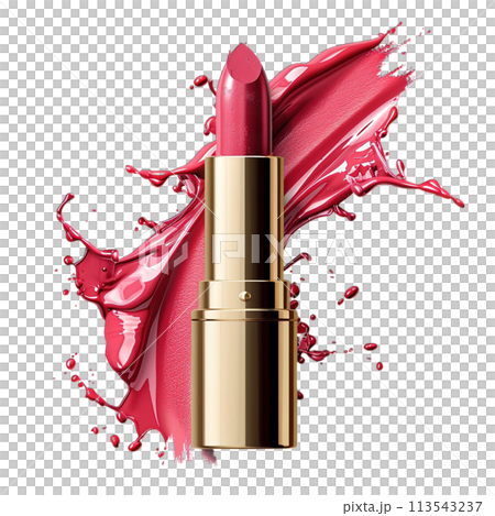 Luxury red lipstick with glossy finish and gold accents, perfect for a glamorous makeup look Luxury red lipstick with glossy finish and gold accents, perfect for a glamorous makeup look 113543237