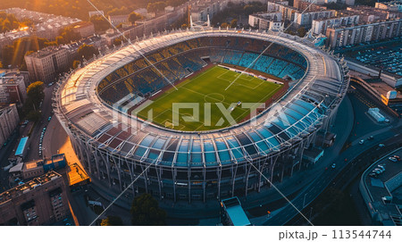 A big football stadium. Aerial view. A big football stadium. Aerial view. 113544744