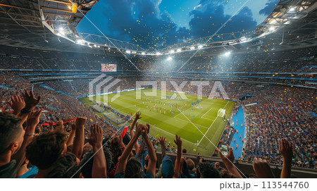 Football, there are cheerleaders filling the football field. Football, there are cheerleaders filling the football field. 113544760