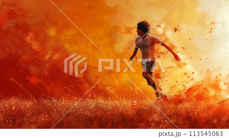 Illustration of football player in football stadium. 113545063