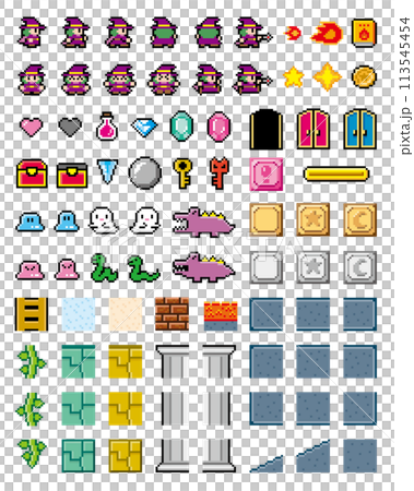 Action game style pixel art Wizard set 113545454