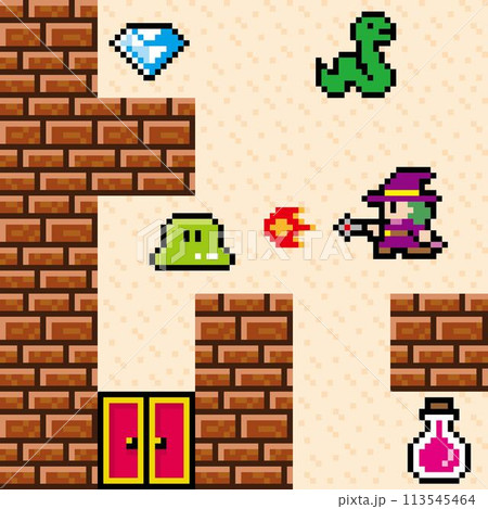 迷路ゲーム風ドット絵　魔法使いミニ画面 113545464
