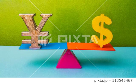 天秤にかけられた円と＄ 113545467
