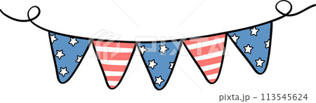 Retro Groovy 4th of July bunting Independence day festive cartoon doodle drawing Retro Groovy 4th of July bunting Independence day festive cartoon doodle drawing 113545624