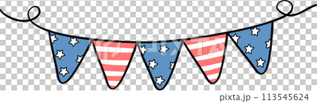 Retro Groovy 4th of July bunting Independence day festive cartoon doodle drawing Retro Groovy 4th of July bunting Independence day festive cartoon doodle drawing 113545624