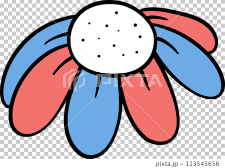 Retro Groovy 4th of July flower Independence day festive cartoon doodle drawing Retro Groovy 4th of July flower Independence day festive cartoon doodle drawing 113545656