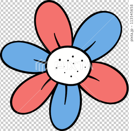 Retro Groovy 4th of July flower Independence day festive cartoon doodle drawing 113545658