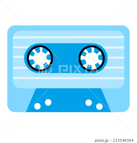 Cassette for tape recorder. Illustration in style of 2000s. Cassette for tape recorder. Illustration in style of 2000s. 113546304