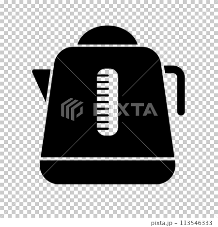 電気ケトルのシルエットアイコン。キッチン家電。ベクター。 電気ケトルのシルエットアイコン。キッチン家電。ベクター。 113546333