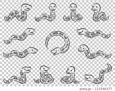 畫筆風格蛇線畫插圖集 畫筆風格蛇線畫插圖集 113546377