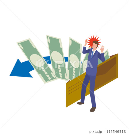 出費に驚く男性 113546518