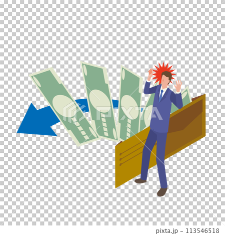 出費に驚く男性 113546518