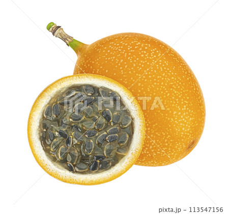 Granadilla isolated on white background with clipping path, full depth of field, package design element Granadilla isolated on white background with clipping path, full depth of field, package design element 113547156