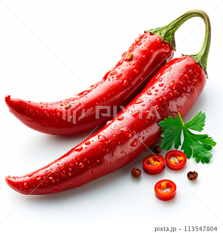 Hot chili pepper on white isolated background - AI generated image 113547804