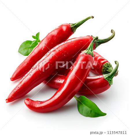 Hot chili pepper on white isolated background - AI generated image 113547811