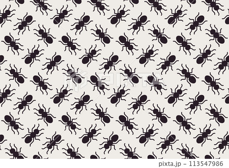 Seamless black ants pattern 113547986