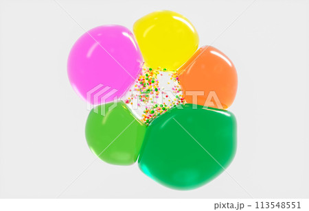 Abstract beauty fashion geometric sphere in flower shape. Spring and summer concept background. 3d rendering. 113548551