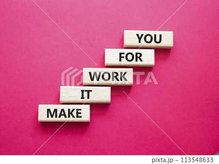 Make it work for you symbol. Business Concept words Make it work for you on wooden blocks. Beautiful red background. Business and Make it work for you. concept. Copy space Make it work for you symbol. Business Concept words Make it work for you on wooden blocks. Beautiful red background. Business and Make it work for you. concept. Copy space 113548633