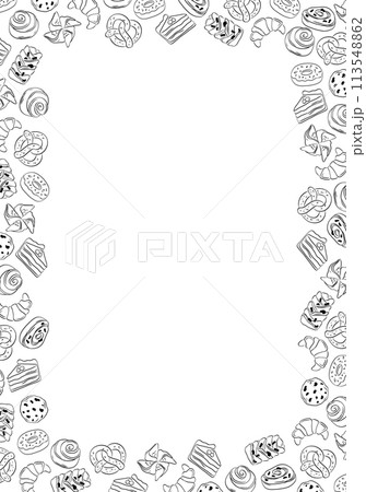 Menu template with hand drawn outline pastry bakery on white background. Vector illustration Menu template with hand drawn outline pastry bakery on white background. Vector illustration 113548862