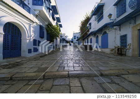 チュニジアンブルーの街並み シディブサイド / Sidi Bou Said, Tunisia チュニジアンブルーの街並み シディブサイド / Sidi Bou Said, Tunisia 113549250