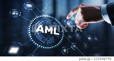 AML Anti Money Laundering Financial Bank Business Technology Concept AML Anti Money Laundering Financial Bank Business Technology Concept 113549779