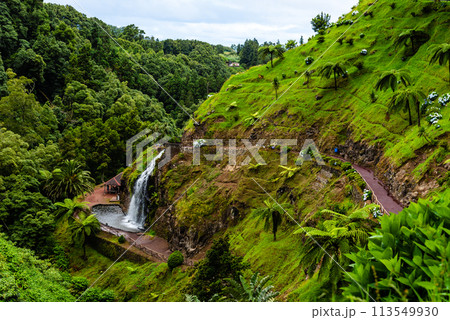 Waterfall in Parque Natural da Ribeira dos Caldeiroes in Sao Miguel Island, Azores Waterfall in Parque Natural da Ribeira dos Caldeiroes in Sao Miguel Island, Azores 113549930