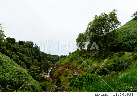 Waterfall in Parque Natural da Ribeira dos Caldeiroes in Sao Miguel Island, Azores Waterfall in Parque Natural da Ribeira dos Caldeiroes in Sao Miguel Island, Azores 113549931